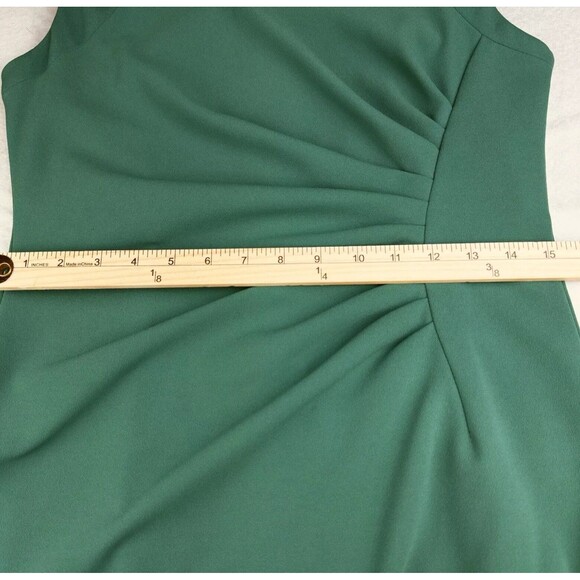 Calvin Klein Dress Womens Sz 10 Green Cap Sleeve Ruched Sheath Fitted Stretch - Picture 4 of 12